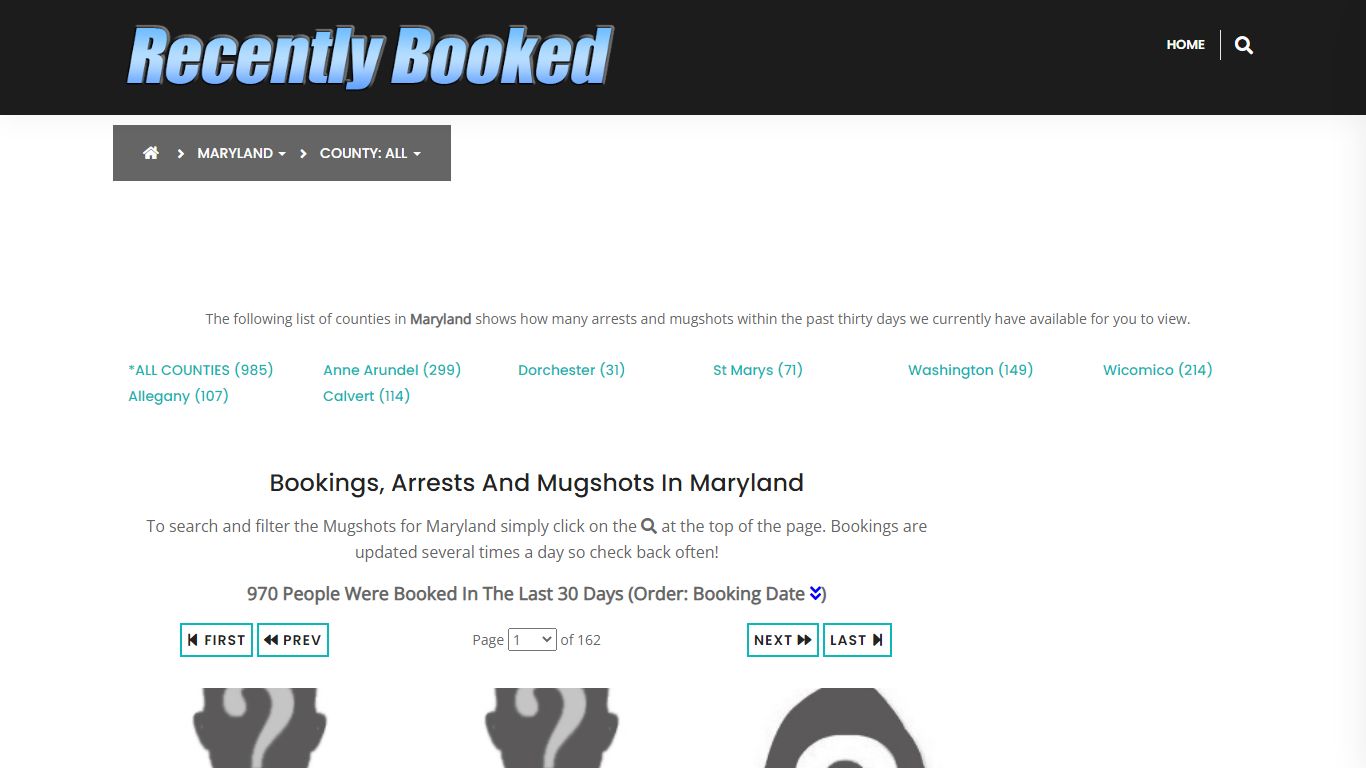 Bookings, Arrests and Mugshots in Prince Georges County, Maryland